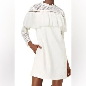 White Lace Collar Tiered Midi Dress